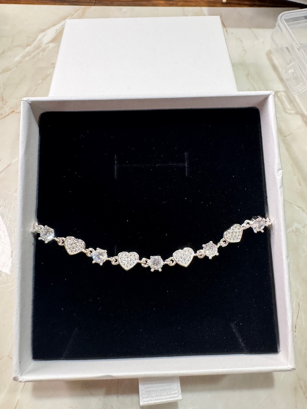 Moissanite 925 Sterling silver Sparkling Heart and Star Bracelet - Silver